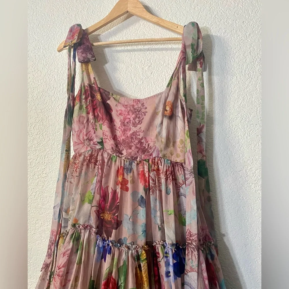 Anthropologie Geisha Designs Isabella Tiered A-line midi dress romantic floral - Picture 3 of 9